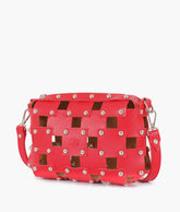 Red rivet cross-body bag
